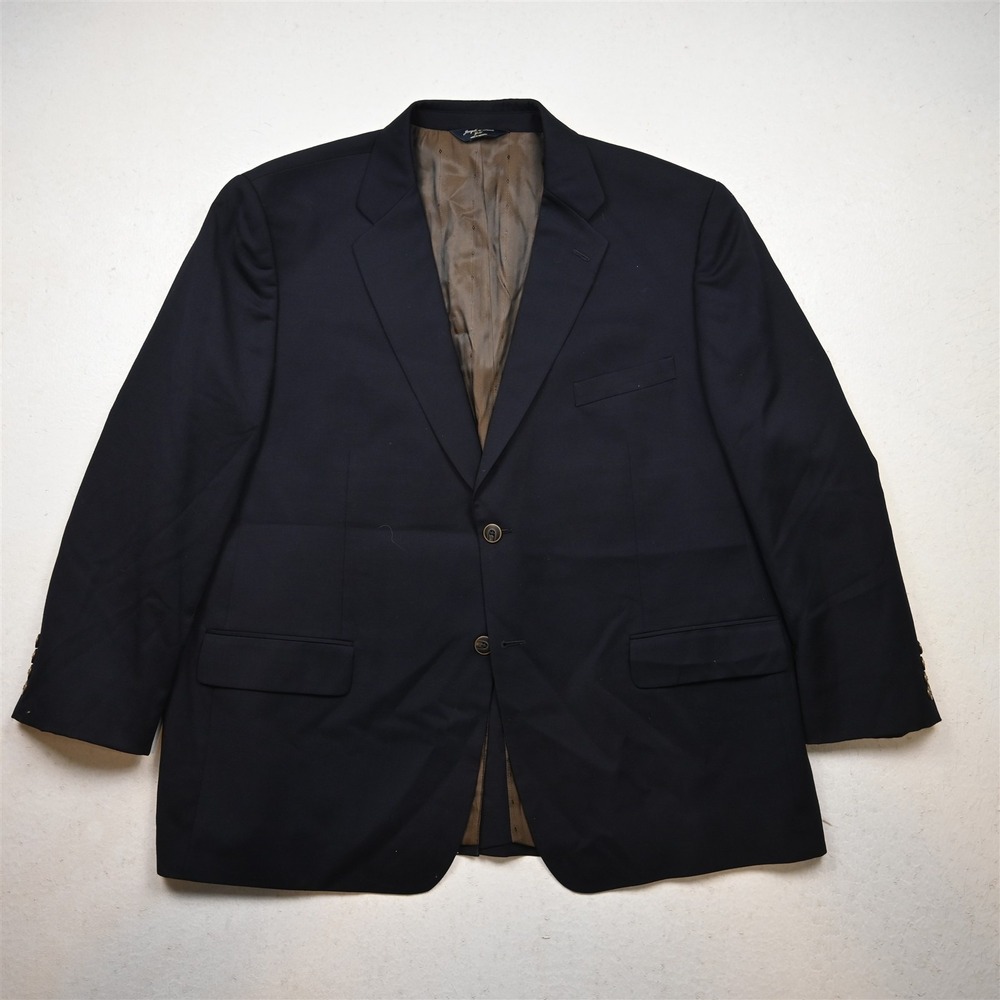 Joseph Feiss 48S Navy Blue 100% Wool Mens Blazer Suit Jacket Sport Coat